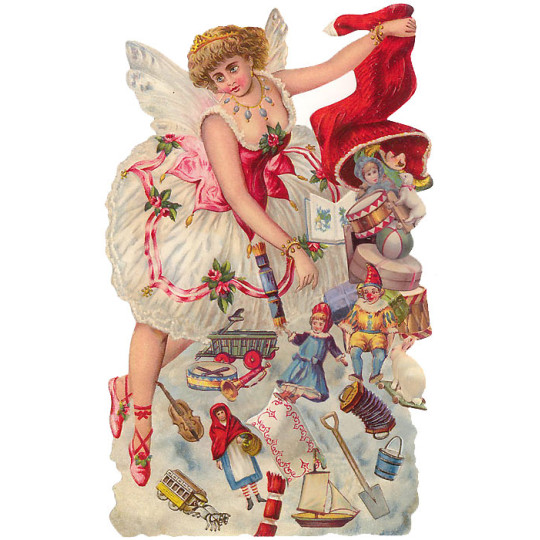 Large Sugarplum Fairy with Toys Scrap ~ Germany